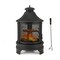 Black Metal Chiminea Fire Pit with Adjustable Grill, 2-in-1 BBQ and Outdoor Heater